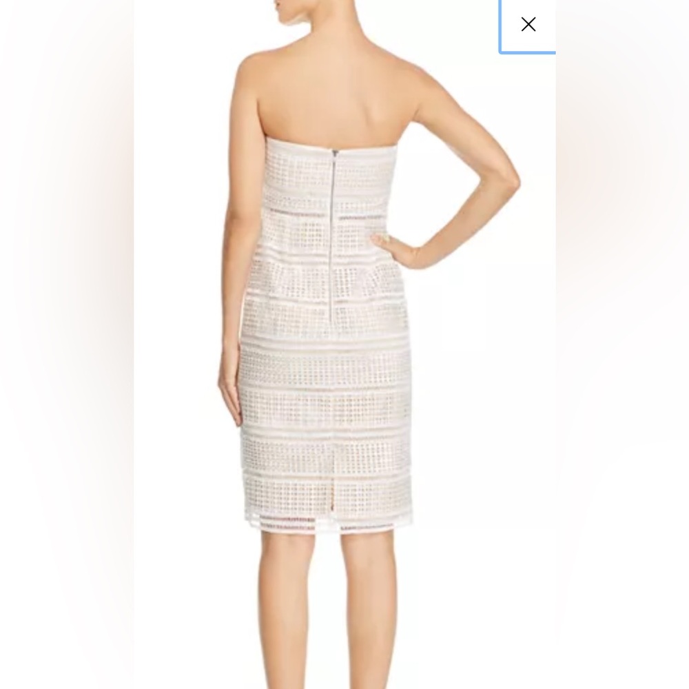 Adrianna Papell Women's Eyelet Lace Cocktail Dress Strapless Ivory Size 4 - Picture 2 of 7